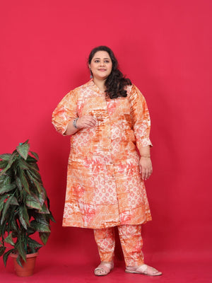 Rajwada Beige And Off White Cotton Blend Printed Kurta Set For Women