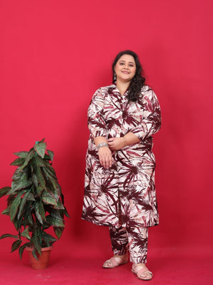Rajwada Off White And Maroon Cotton Blend Printed Kurta Set For Women