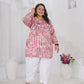 Rajwada Pink Cotton Blend Printed Kurti For Women