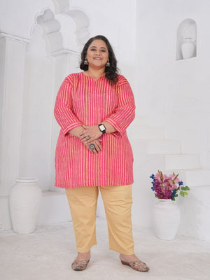 Rajwada Dark Pink Cotton Blend Printed Kurti For Women