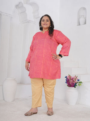 Rajwada Dark Pink Cotton Blend Printed Kurti For Women