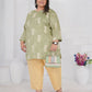 Rajwada Green Cotton Blend Printed Kurti For Women