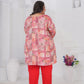 Rajwada Pink Cotton Blend Printed Kurti For Women