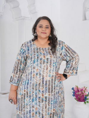 Rajwada Off White Cotton Blend Printed Kurti For Women