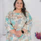 Rajwada Off White And Blue Cotton Blend Printed Kurti For Women