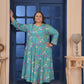 Rajwada Teal Blue Cotton Blend Printed Kurti For Women