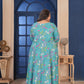 Rajwada Teal Blue Cotton Blend Printed Kurti For Women