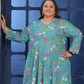 Rajwada Teal Blue Cotton Blend Printed Kurti For Women