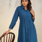 Rajwada Navy Blue Cotton Blend Solid Kurta Set For Women