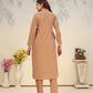 Rajwada Light Brown Cotton Blend Solid Kurta Set For Women