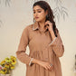 Rajwada Light Brown Cotton Blend Solid Kurta Set For Women
