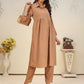 Rajwada Light Brown Cotton Blend Solid Kurta Set For Women