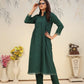 Rajwada Dark Green Cotton Blend Solid Kurta Set For Women