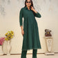 Rajwada Dark Green Cotton Blend Solid Kurta Set For Women