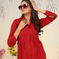 Rajwada Red Cotton Blend Solid Kurta Set For Women