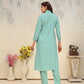 Rajwada Sea Green Cotton Blend Solid Kurta Set For Women