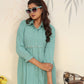 Rajwada Sea Green Cotton Blend Solid Kurta Set For Women