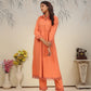 Rajwada Orange Cotton Blend Solid Kurta Set For Women