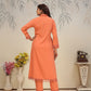Rajwada Orange Cotton Blend Solid Kurta Set For Women