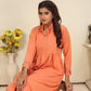 Rajwada Orange Cotton Blend Solid Kurta Set For Women