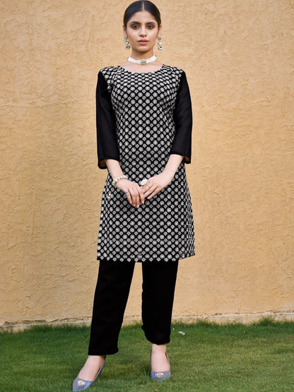 Rajwada Black Georgette Embroidered Kurta Set For Women