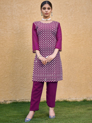 Rajwada Wine Georgette Embroidered Kurta Set For Women