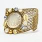 Rajwada Golden Alloy Pearl And Metallic Design Cuff Bracelet For Women