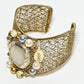 Rajwada Golden Alloy Pearl And Metallic Design Cuff Bracelet For Women