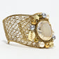 Rajwada Golden Alloy Pearl And Metallic Design Cuff Bracelet For Women