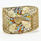 Rajwada Golden Alloy Pearl And Metallic Design Cuff Bracelet For Women
