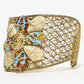 Rajwada Golden Alloy Pearl And Metallic Design Cuff Bracelet For Women
