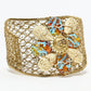 Rajwada Golden Alloy Pearl And Metallic Design Cuff Bracelet For Women