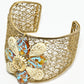 Rajwada Golden Alloy Pearl And Metallic Design Cuff Bracelet For Women