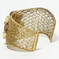 Rajwada Golden Alloy Pearl And Metallic Design Cuff Bracelet For Women