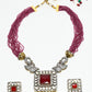 Rajwada Maroon and White Alloy Embellished Jewellery Set For Women