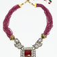 Rajwada Maroon and White Alloy Embellished Jewellery Set For Women