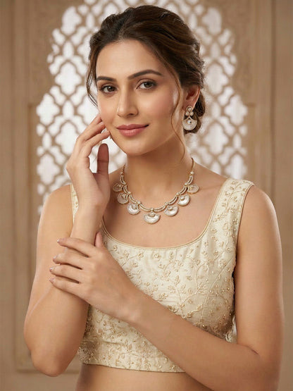 Rajwada Golden Alloy Stone And Kundan Jewellery Set For Women