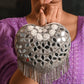 Rajwada Women White Heart-Shaped Embellished Clutch