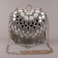 Rajwada Women White Heart-Shaped Embellished Clutch