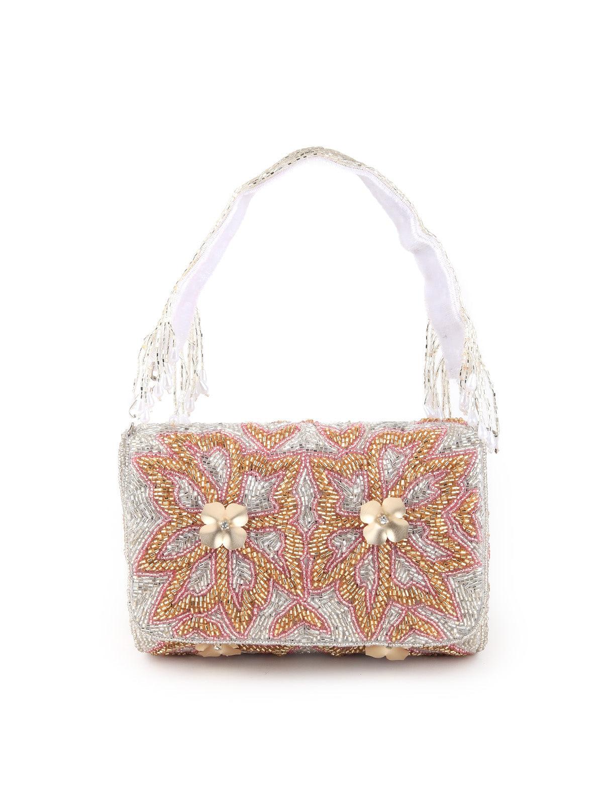Rajwada - Sequenced Silver Fully Beaded Clutch