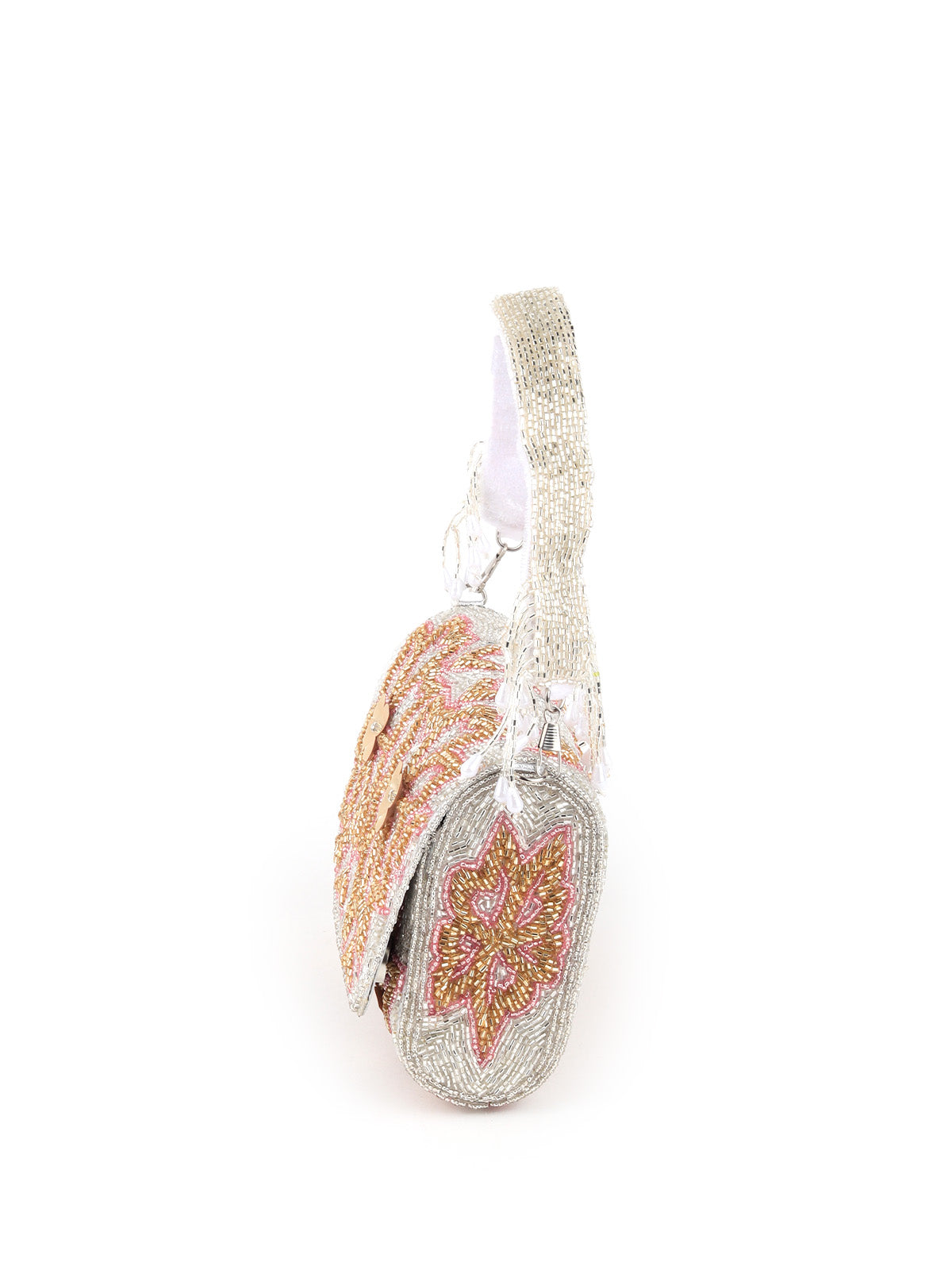 Rajwada - Sequenced Silver Fully Beaded Clutch