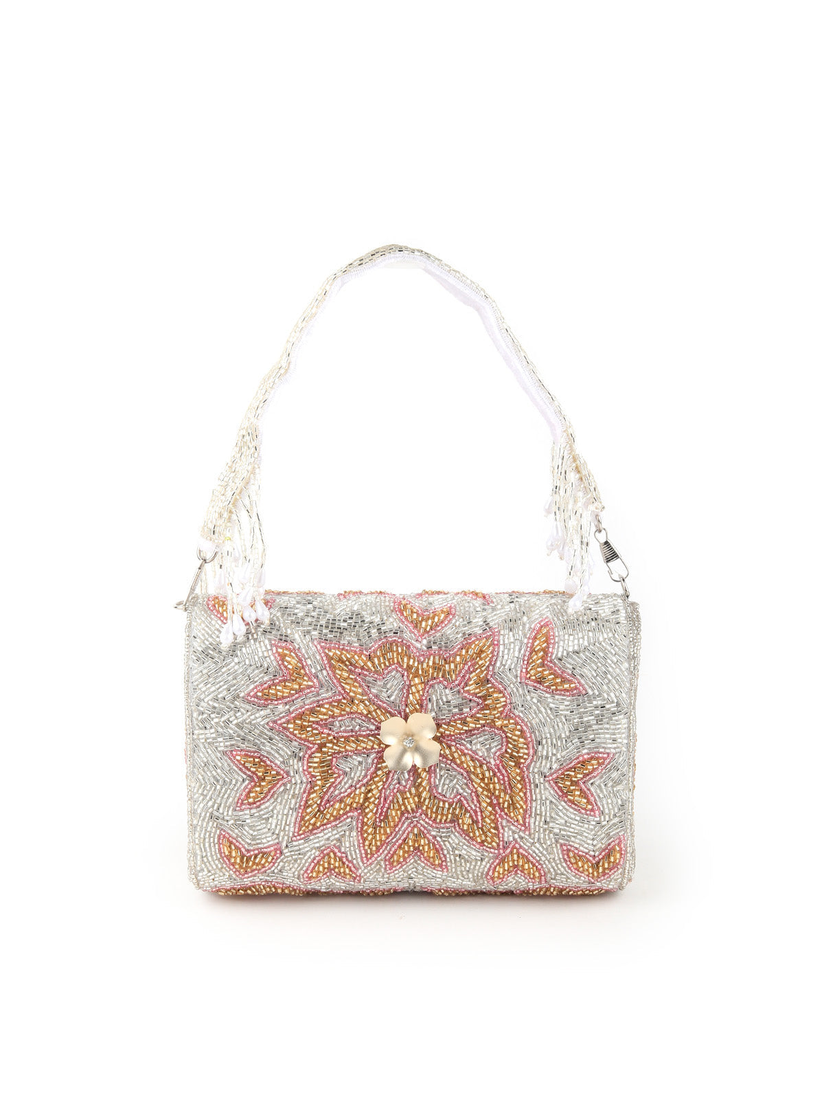 Rajwada - Sequenced Silver Fully Beaded Clutch