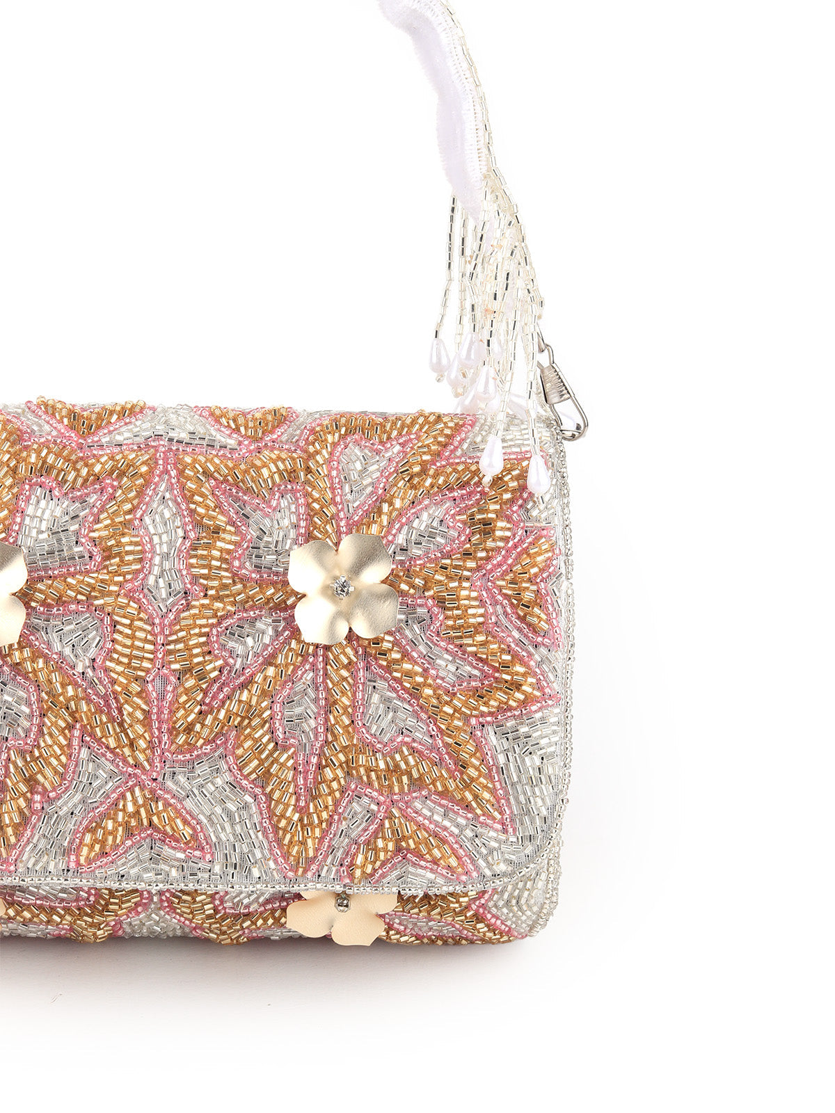 Rajwada - Sequenced Silver Fully Beaded Clutch