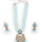 Rajwada Light Blue Layered Long Necklace Set For Women