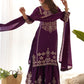 Rajwada Wine Silk Embroidered Sharara Set For Women