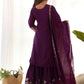 Rajwada Wine Silk Embroidered Sharara Set For Women
