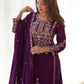 Rajwada Wine Silk Embroidered Sharara Set For Women