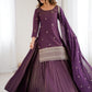 Rajwada Wine Silk Embroidered Sharara Set For Women