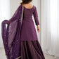 Rajwada Wine Silk Embroidered Sharara Set For Women