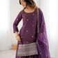 Rajwada Wine Silk Embroidered Sharara Set For Women